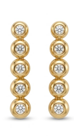 Yellow Gold Huggie Hoop Diamond Drops / 0.7ct