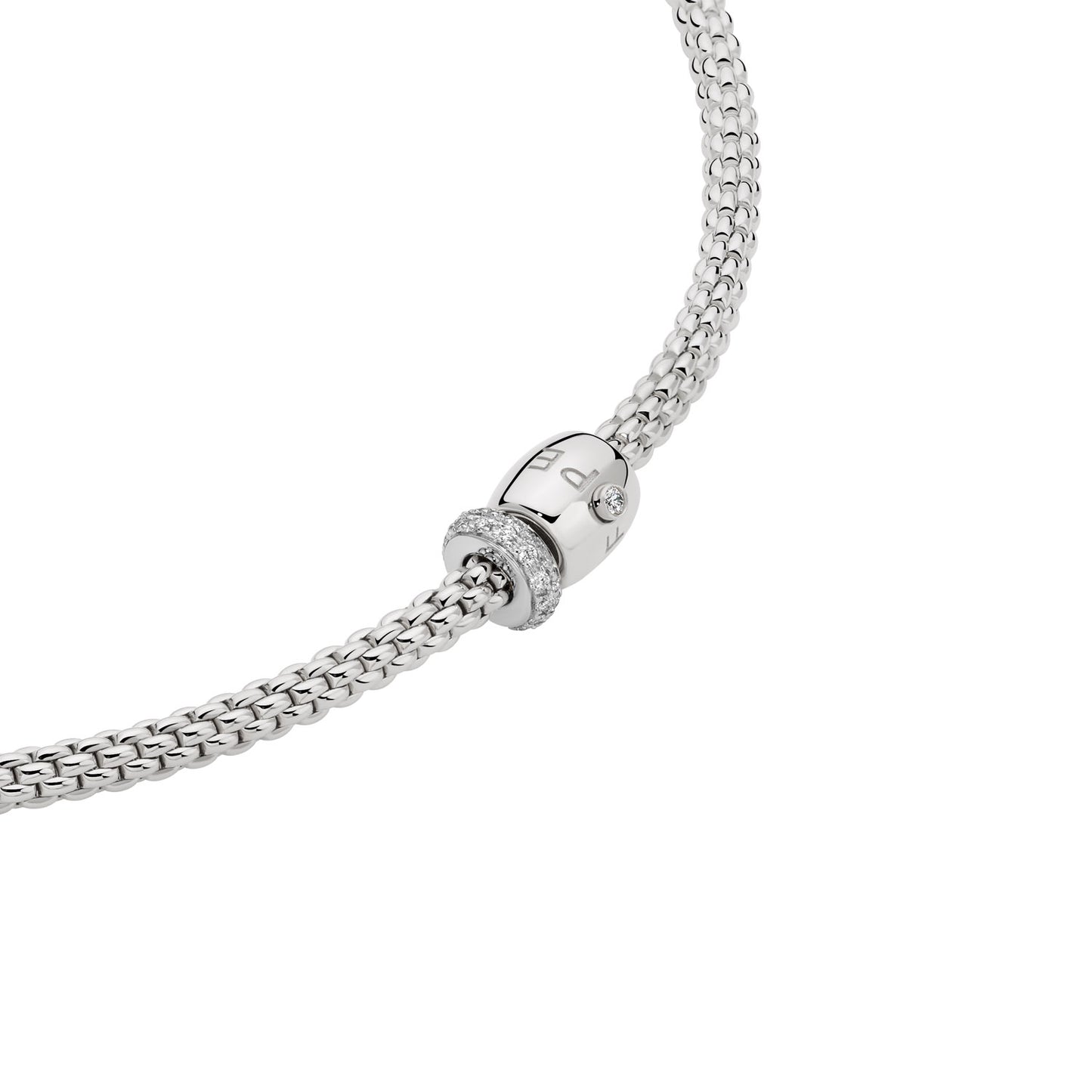 FOPE Prima Necklace with Pavé Diamond Rondel & Diamond Clasp | 0.19ct