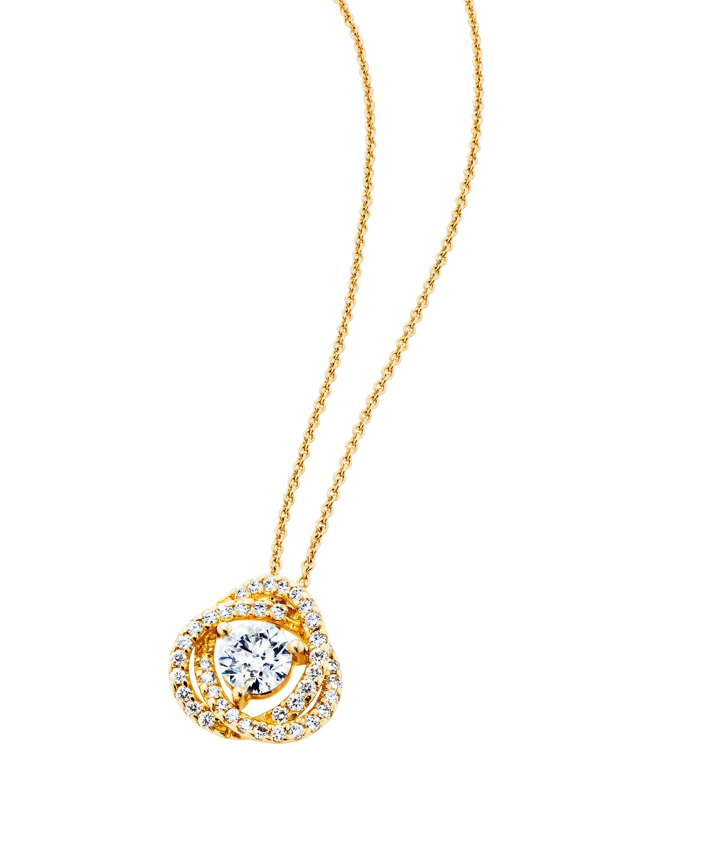 Yellow Gold Double Halo Diamond Pendant