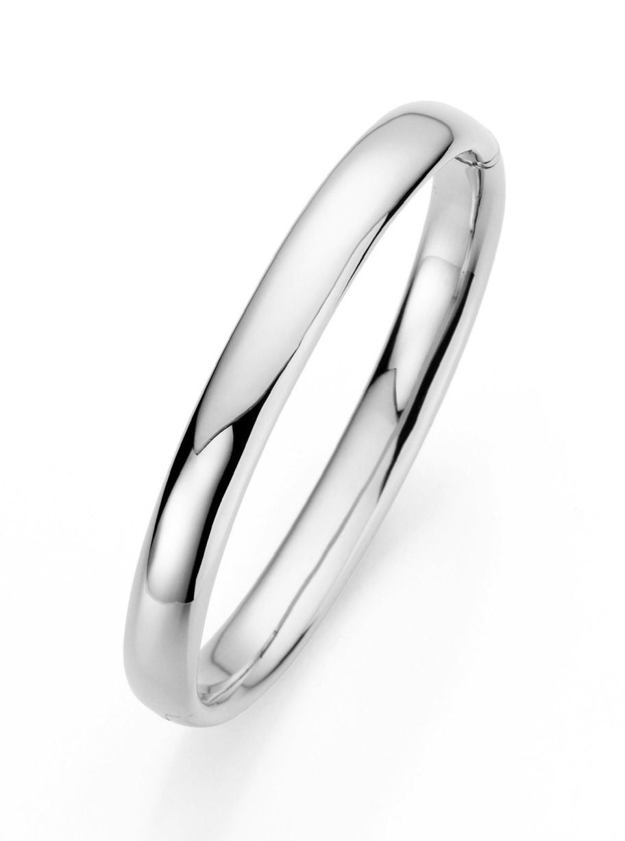 white gold bangle bracelet on a white background