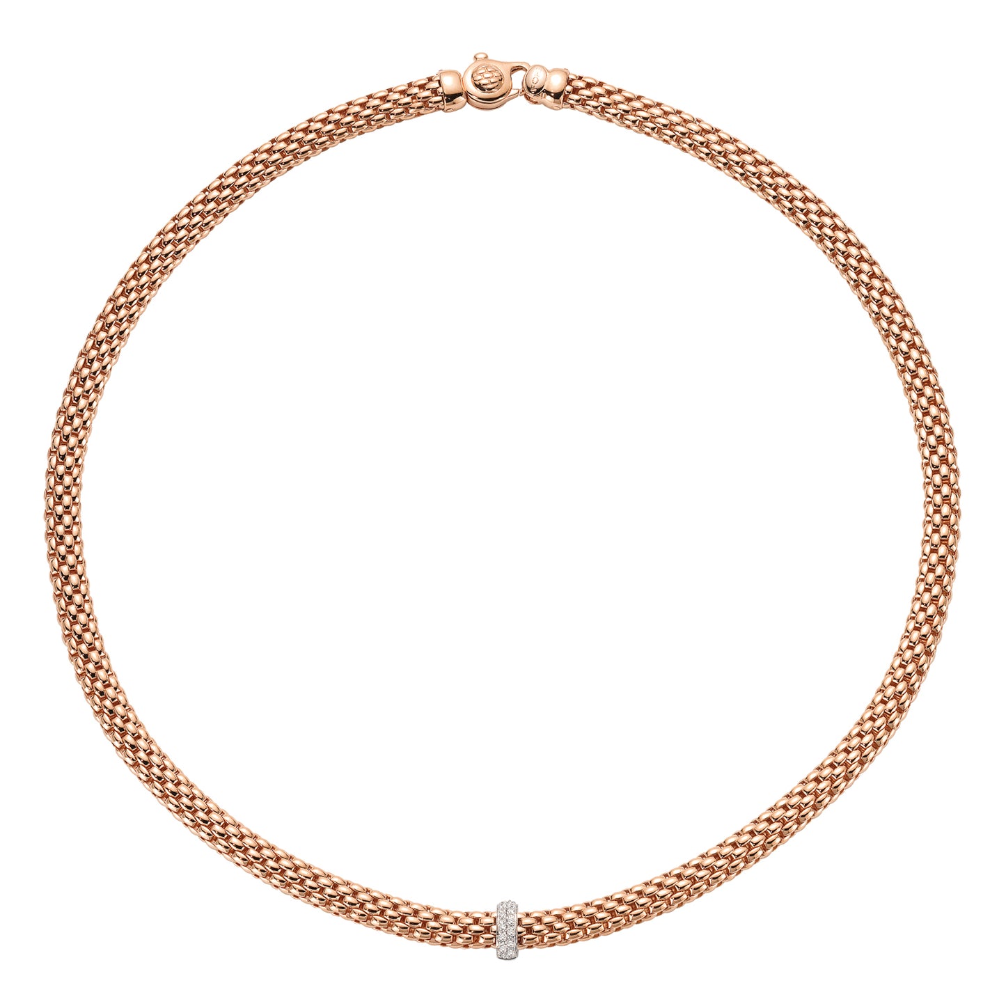 Fope rose gold Vendôme Necklace- Pavé Diamond Rondel