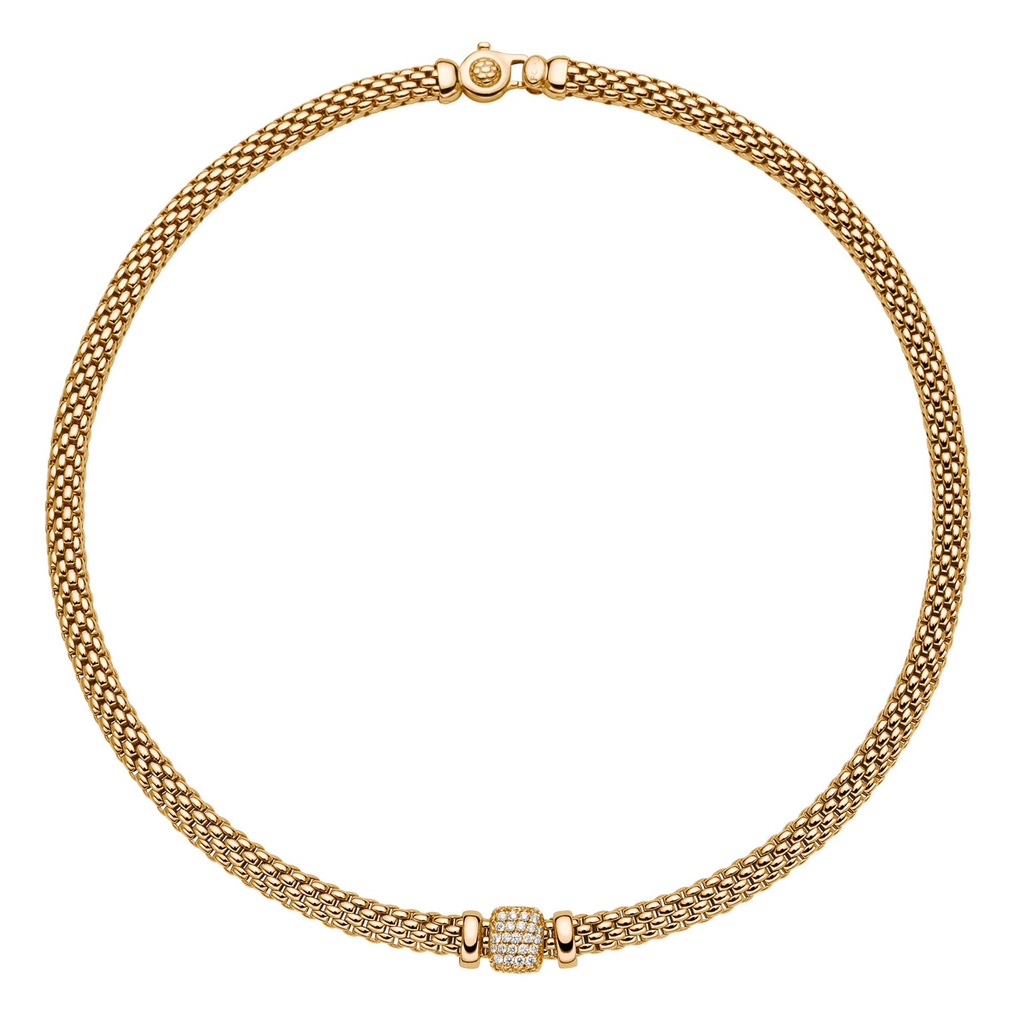 FOPE yellow gold Vendôme Statement Pavé Diamond Rondel Necklace