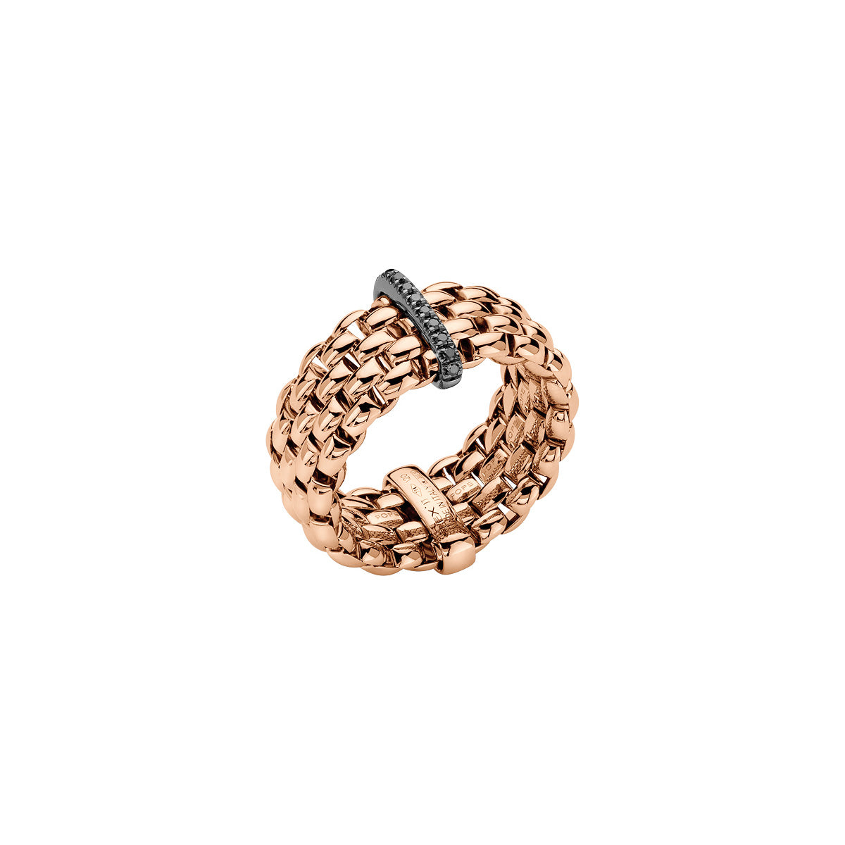 FOPE Panorama Ring with Single Black Diamond Line Accent