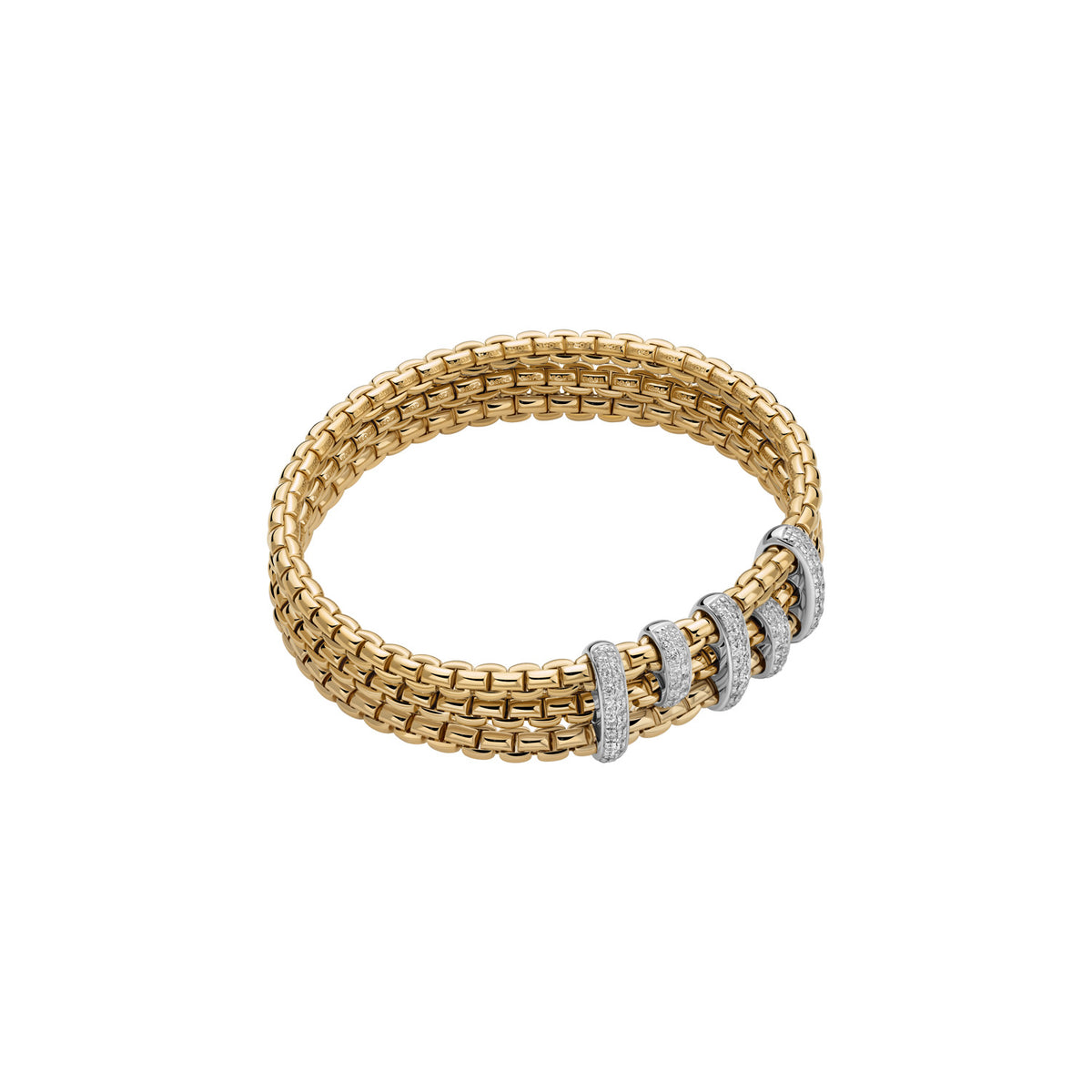 FOPE Eka 0.64ct Triple-Row Diamond Bracelet 5 Pave Rondels