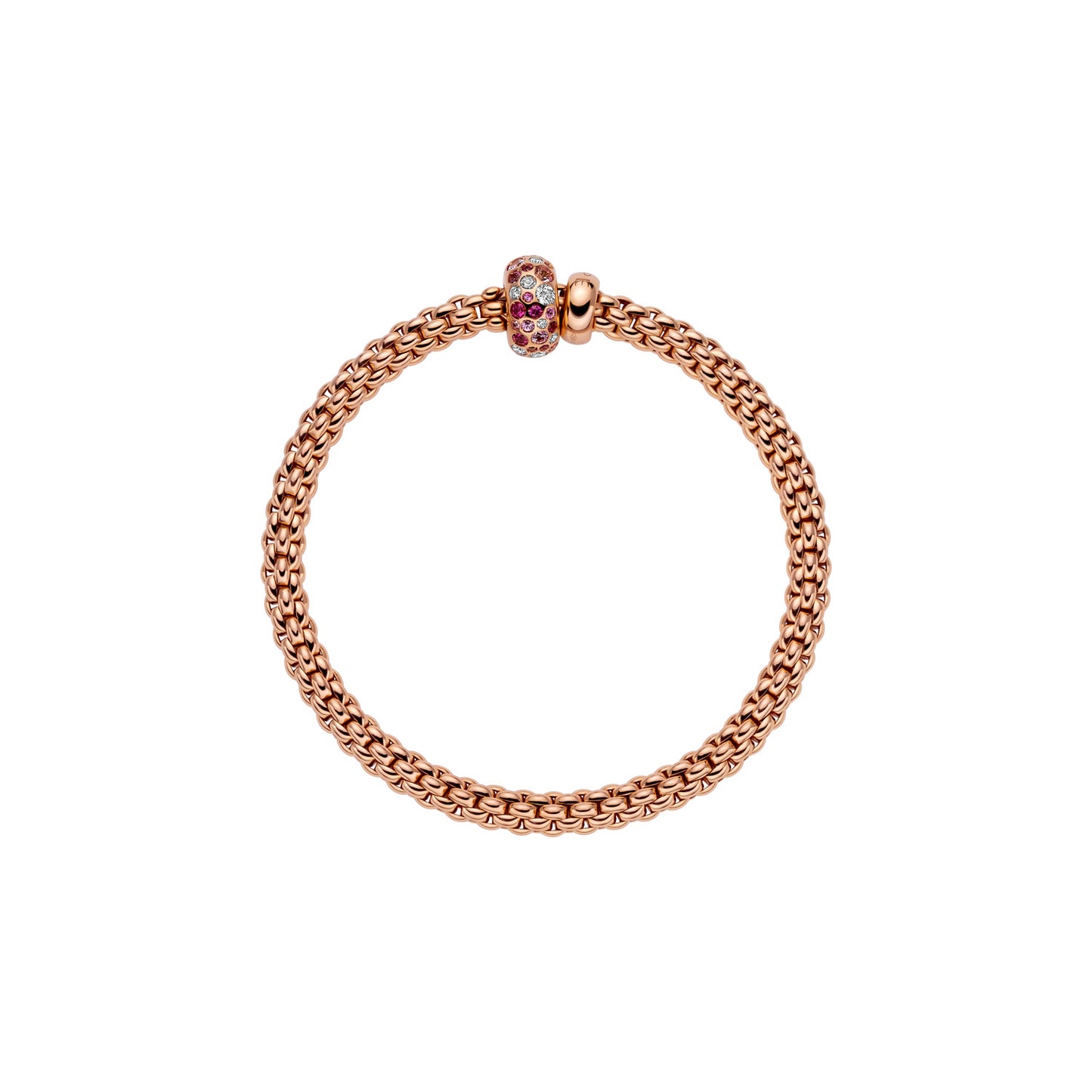 Solo Collection: Pink Sapphire & White Diamond Pavé Rondel Bracelet