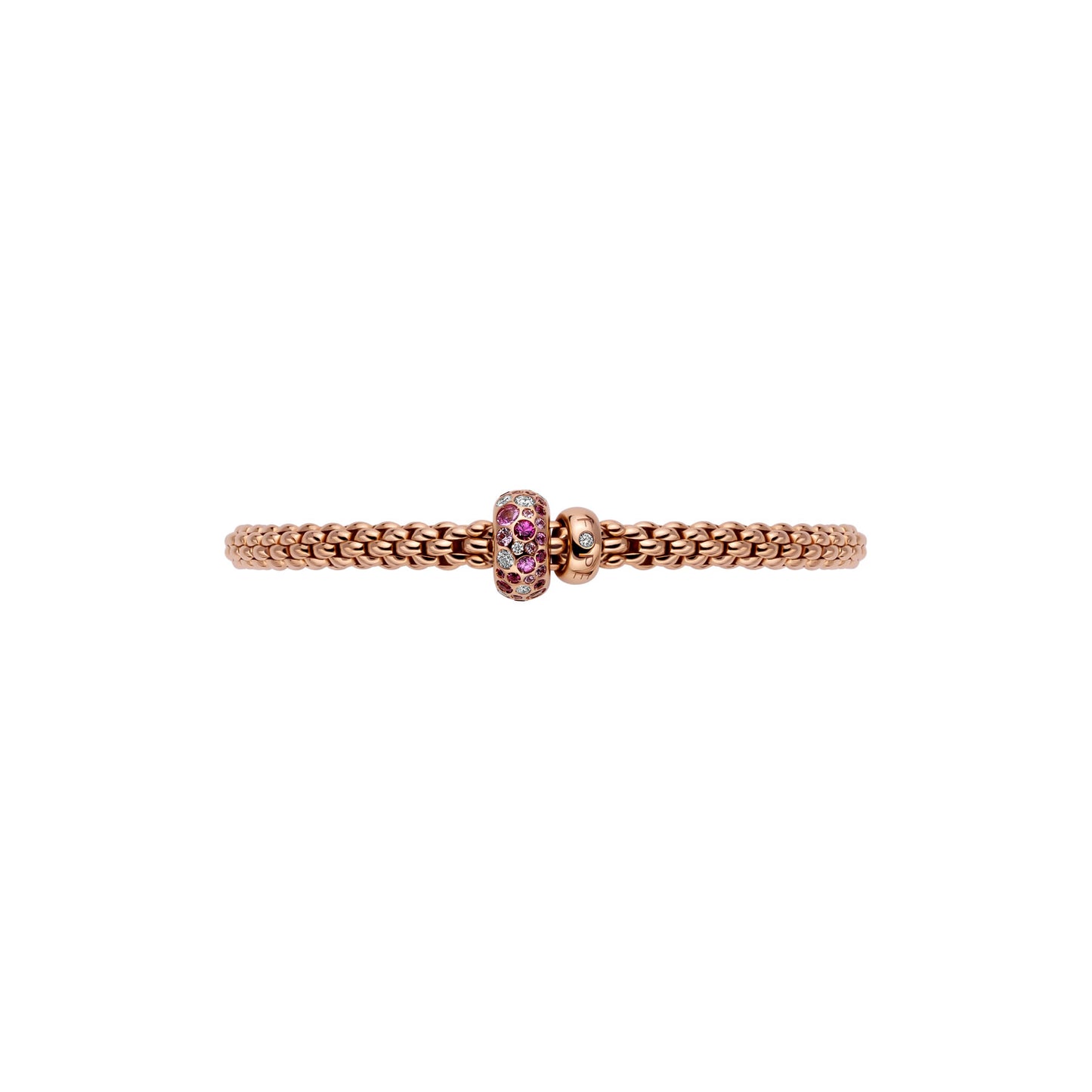 Solo Collection: Pink Sapphire & White Diamond Pavé Rondel Bracelet