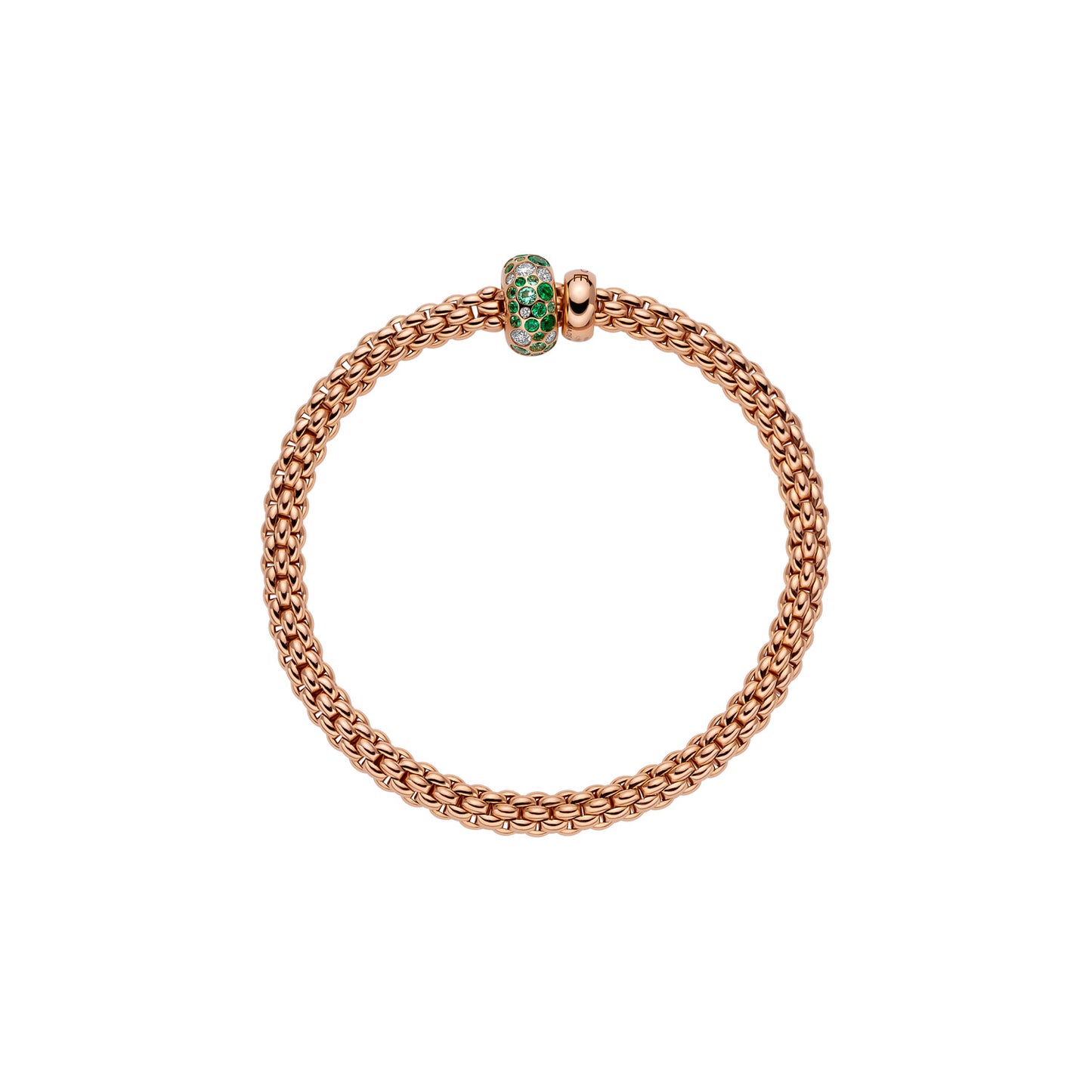 Solo Collection: Emerald & White Diamond Pavé Rondel Bracelet