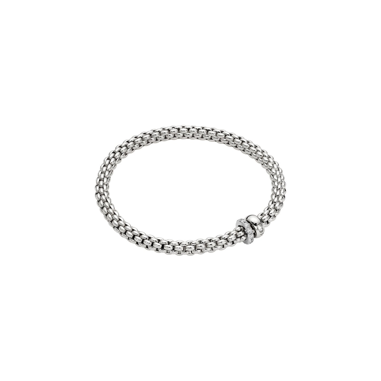 Solo Collection: Prima Link White Diamond & Gold Rondel Bracelet