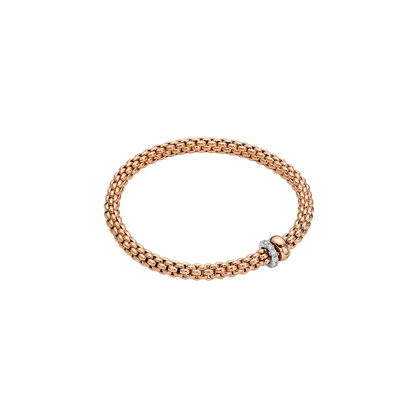 Solo Collection: Prima Link White Diamond & Gold Rondel Bracelet