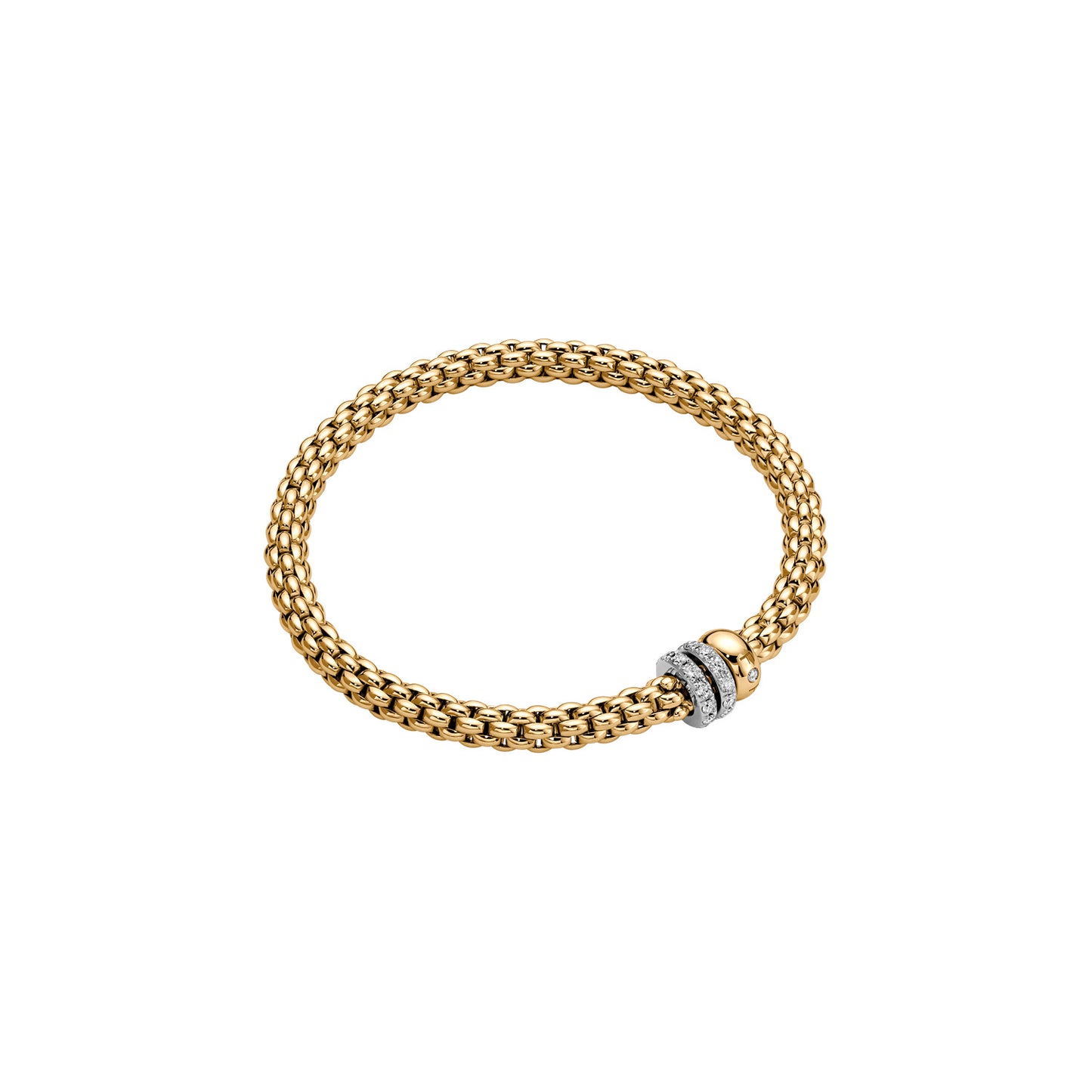 Solo Collection: Prima Link Double Diamond & Gold Rondel Bracelet