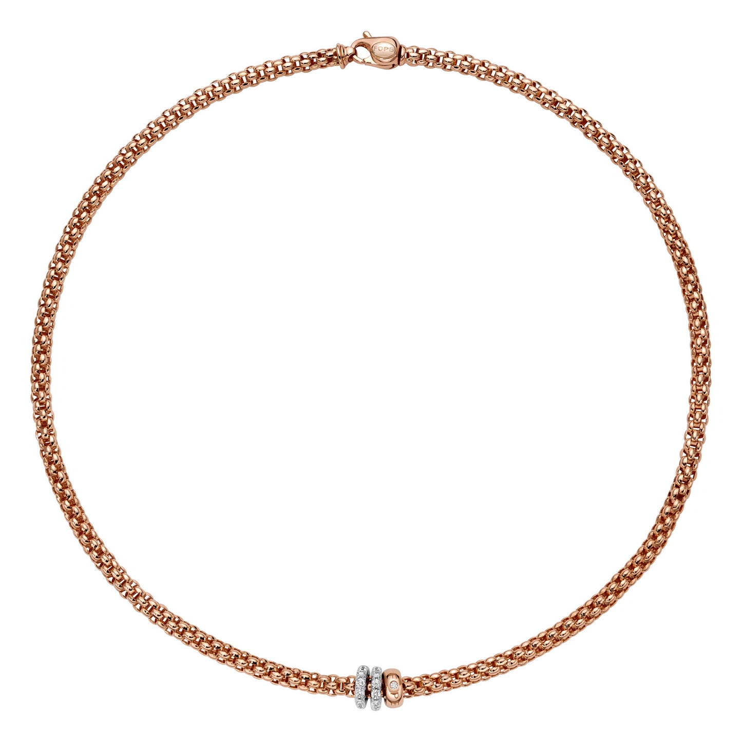 Solo Collection: Prima Link Necklace with Three Diamond Rondels