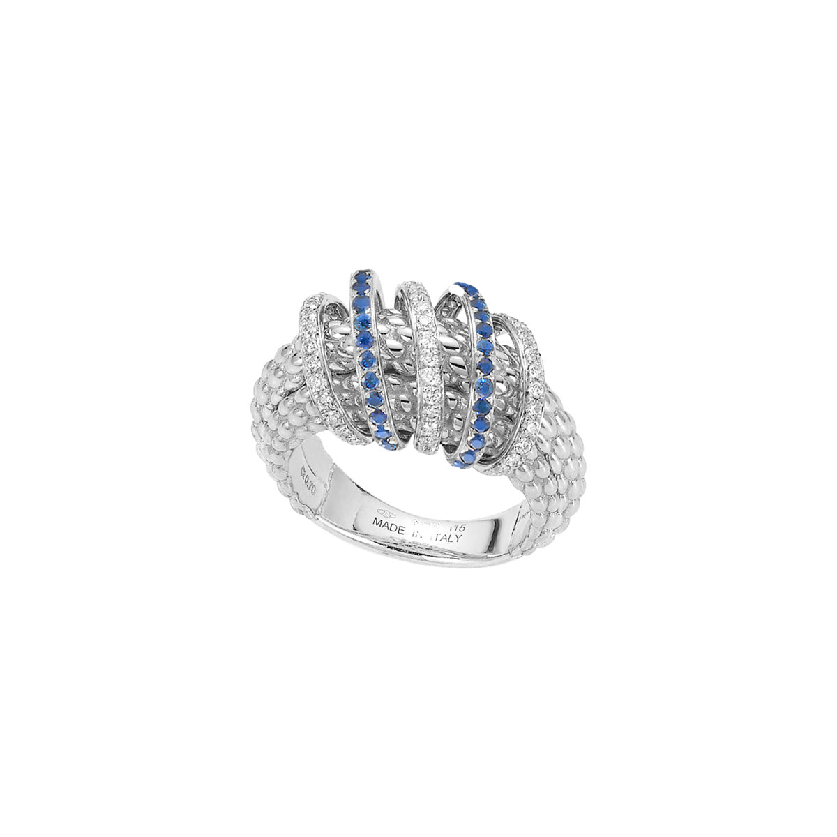 Solo Collection: White Diamond & Blue Sapphire Multi-Strand Ring