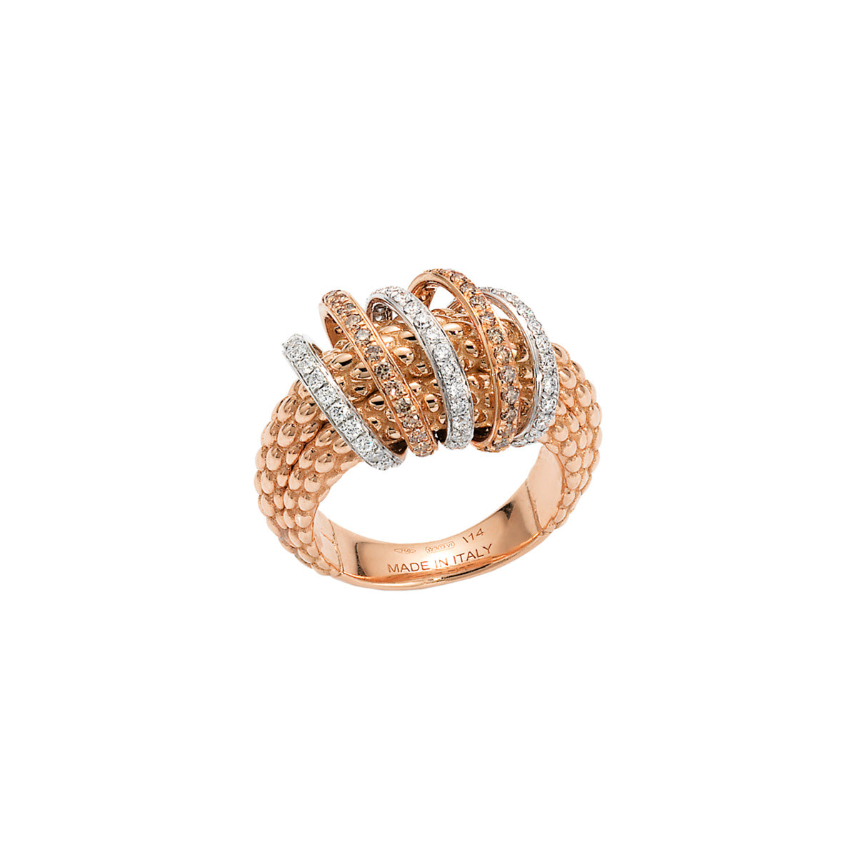 Solo Collection: White & Champagne Diamond Pavé Three-Strand Ring