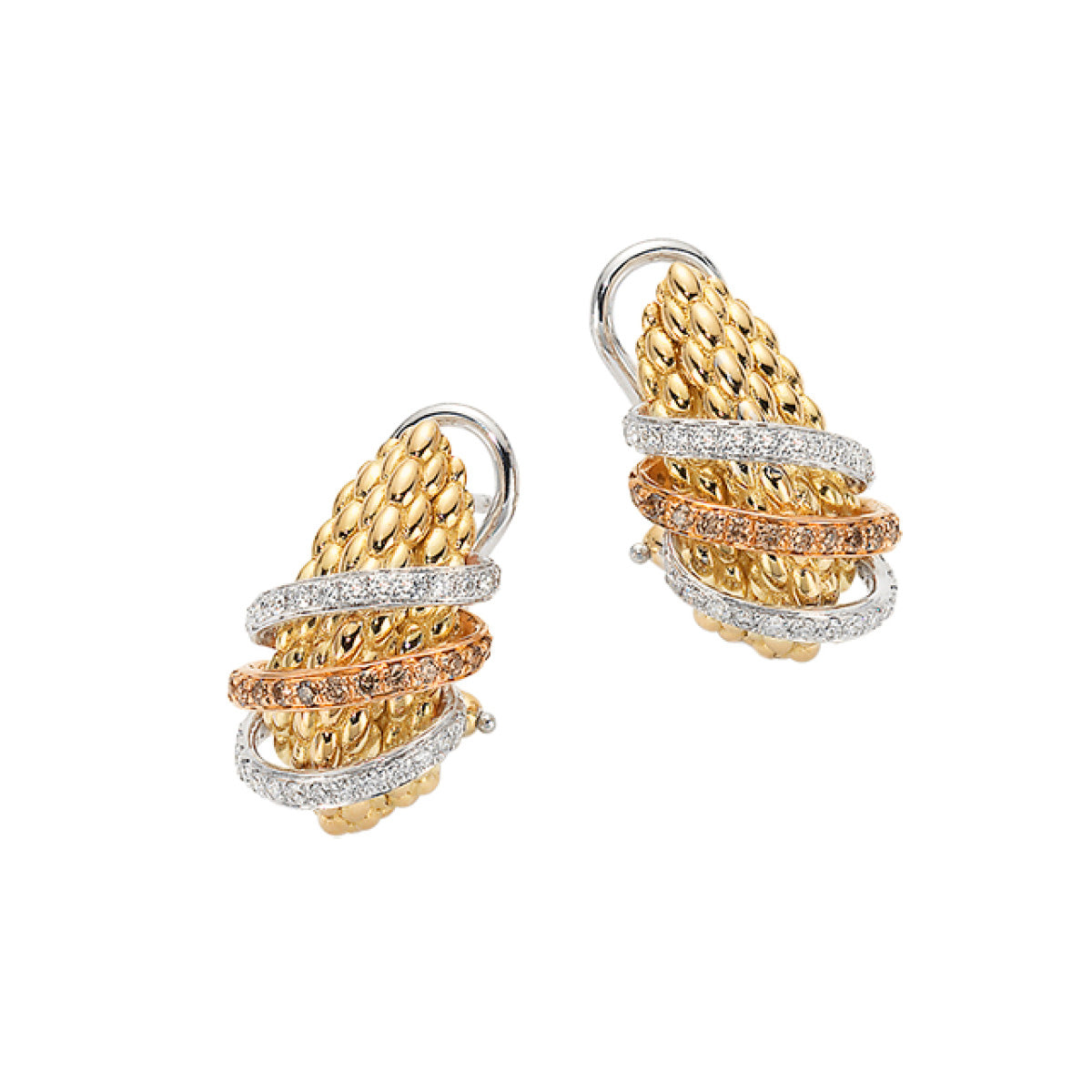 Solo Collection: Full Pavé White & Brown Diamond Hoops