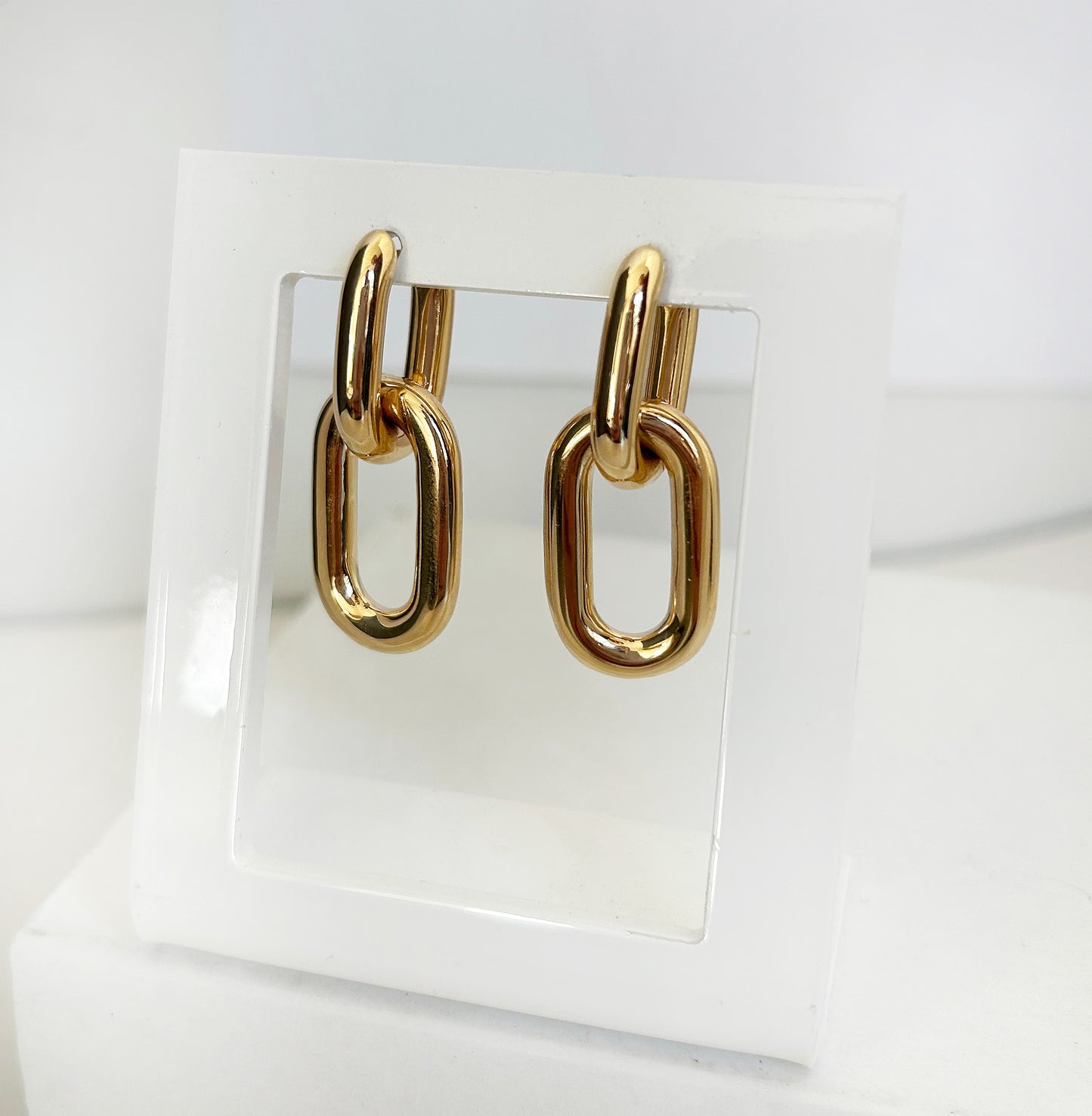 18kt Rose Gold Detachable Oval Link Drop Earrings