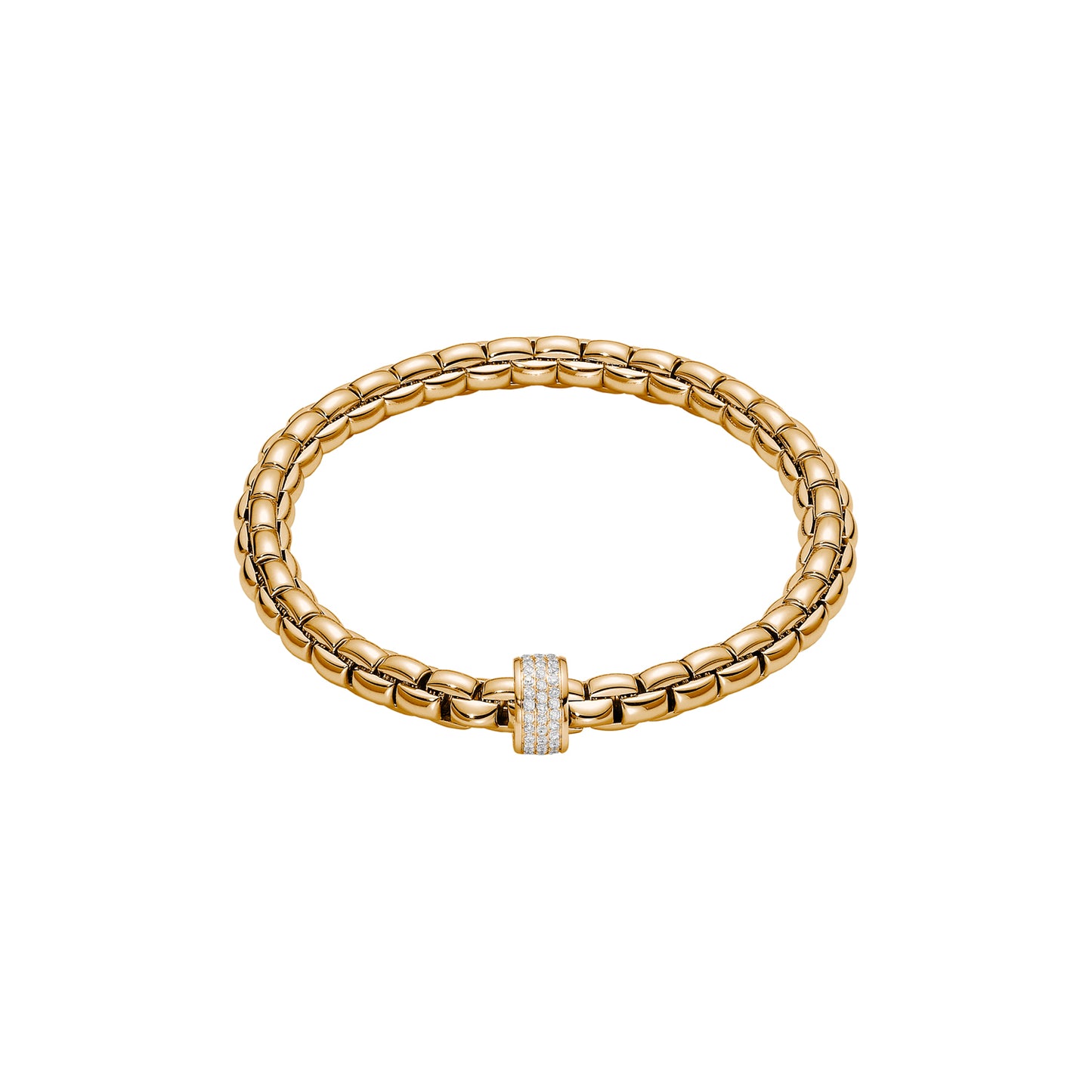 Fope yellow gold bracelet with a diamond clasp on a white background