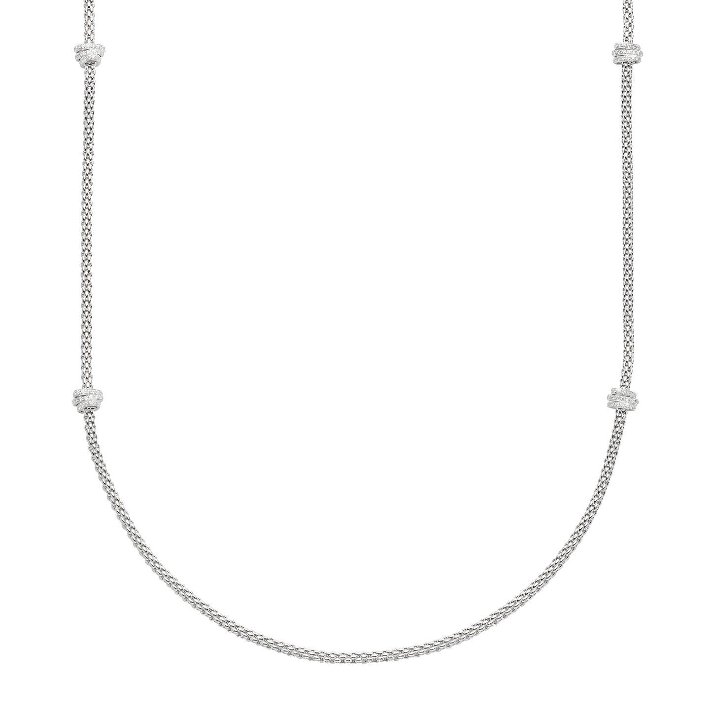 FOPE Prima Long Necklace with Full Pavé Diamond Rondels