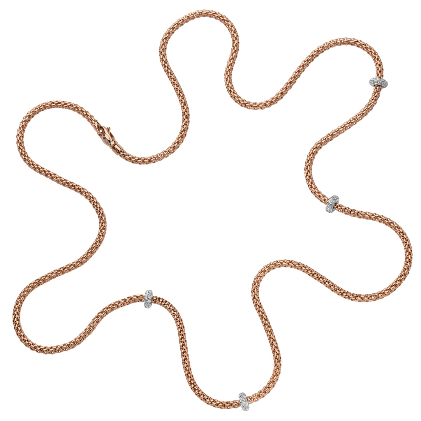 FOPE Prima Long Necklace with Pavé Diamond Rondels