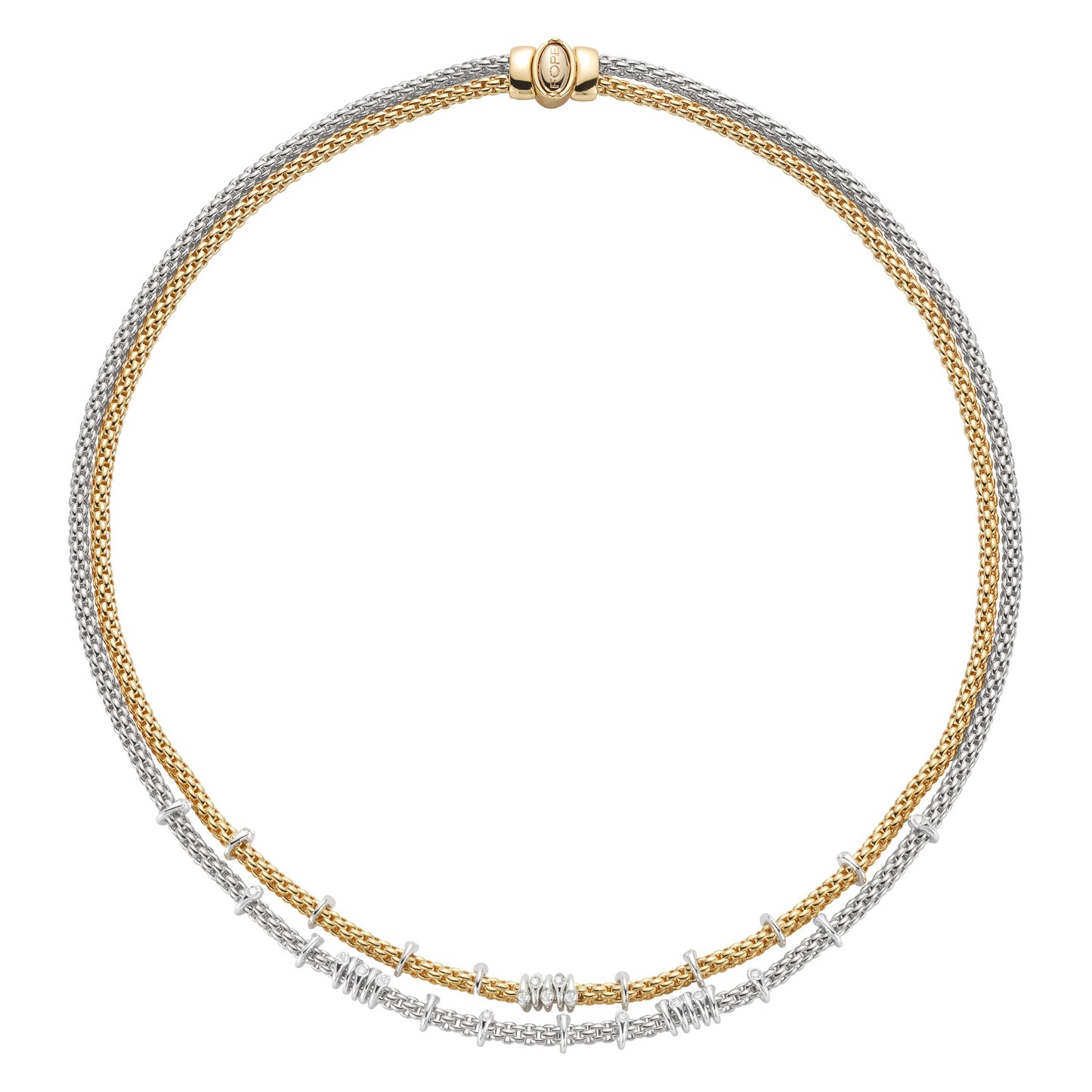 FOPE Prima Double-Strand Necklace with Diamond Rondels