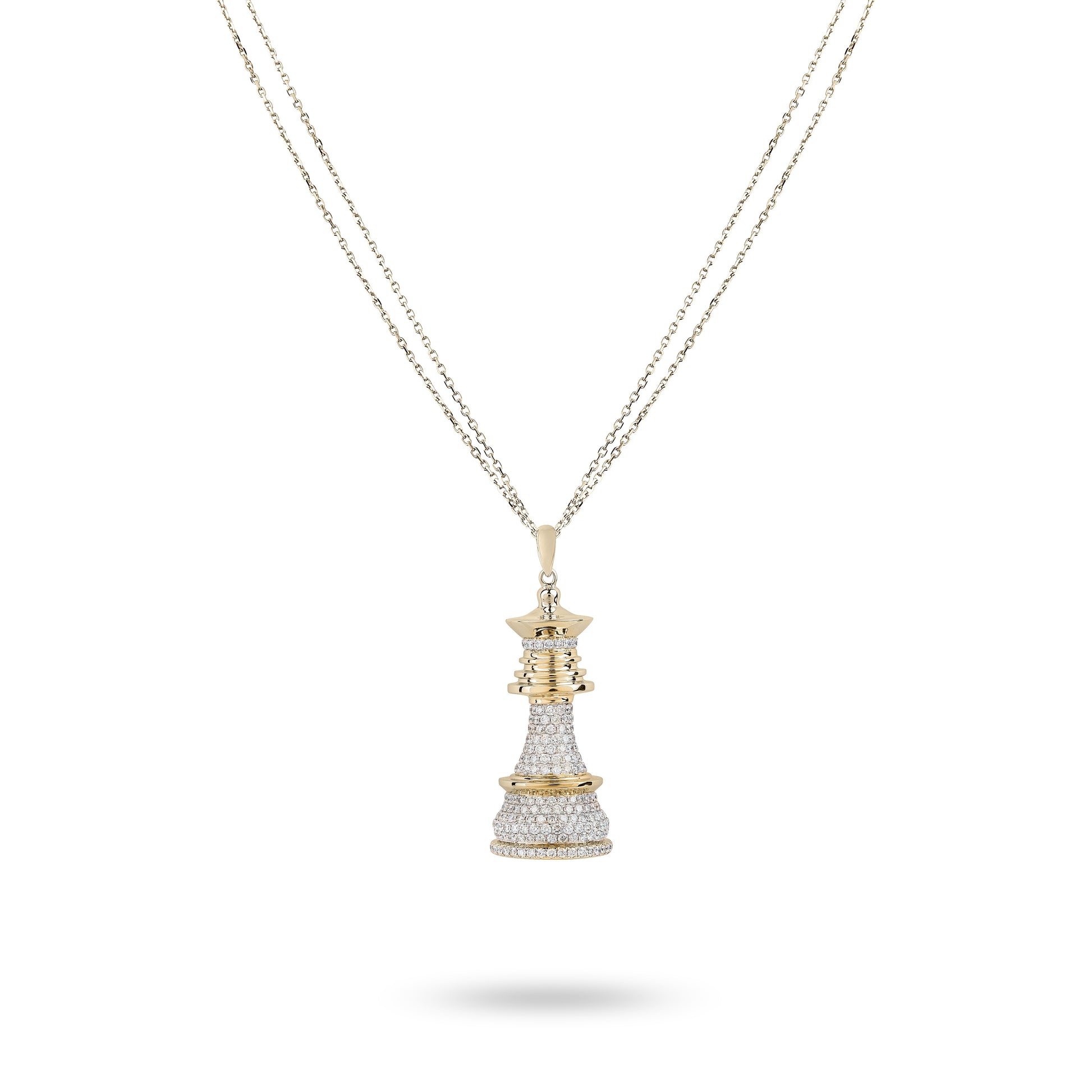 The Queen Power -Yellow Gold White Diamonds Necklace - Ksenia Mirella Jewellery