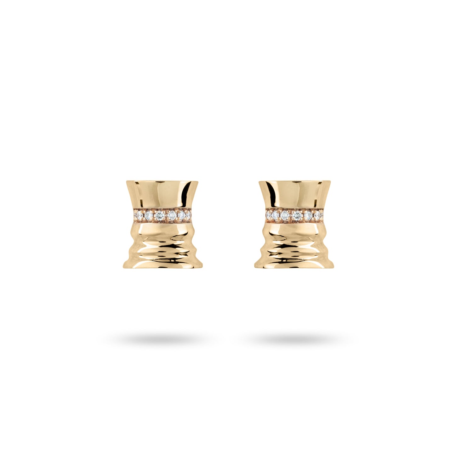 The Queen - Yellow Gold White Diamonds Studs - Ksenia Mirella Jewellery
