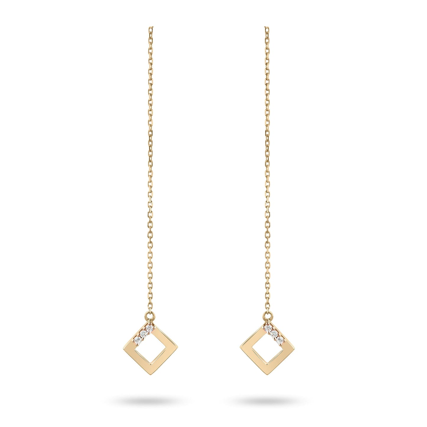 Geo - Yellow Gold Chain Earrings - Ksenia Mirella Jewellery