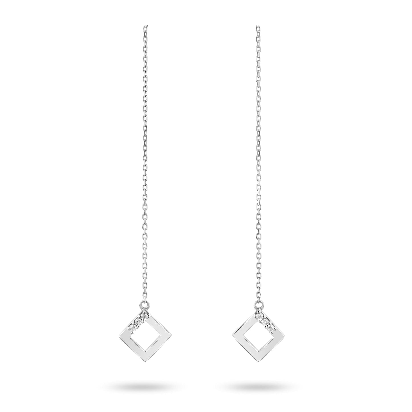 Geo - White Gold Chain Earrings - Ksenia Mirella Jewellery