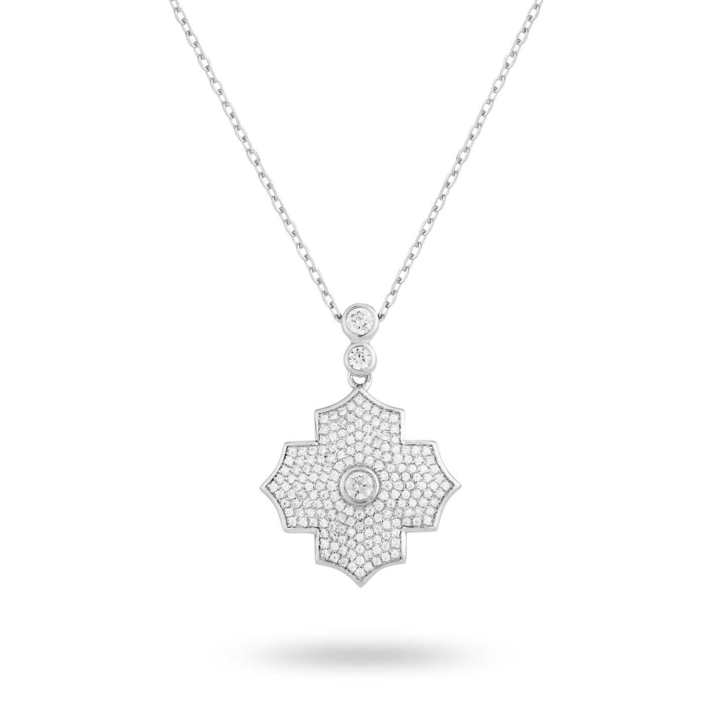 Regal Amulet- White Gold Pave Necklace - Ksenia Mirella Jewellery