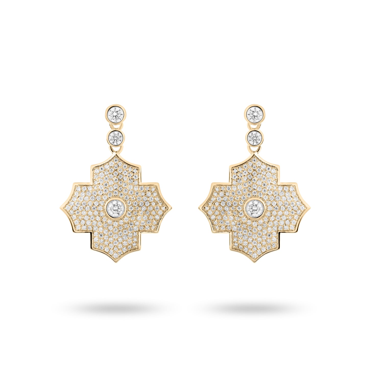 Regal Amulet-Yellow Gold Pave Earrings - Ksenia Mirella Jewellery
