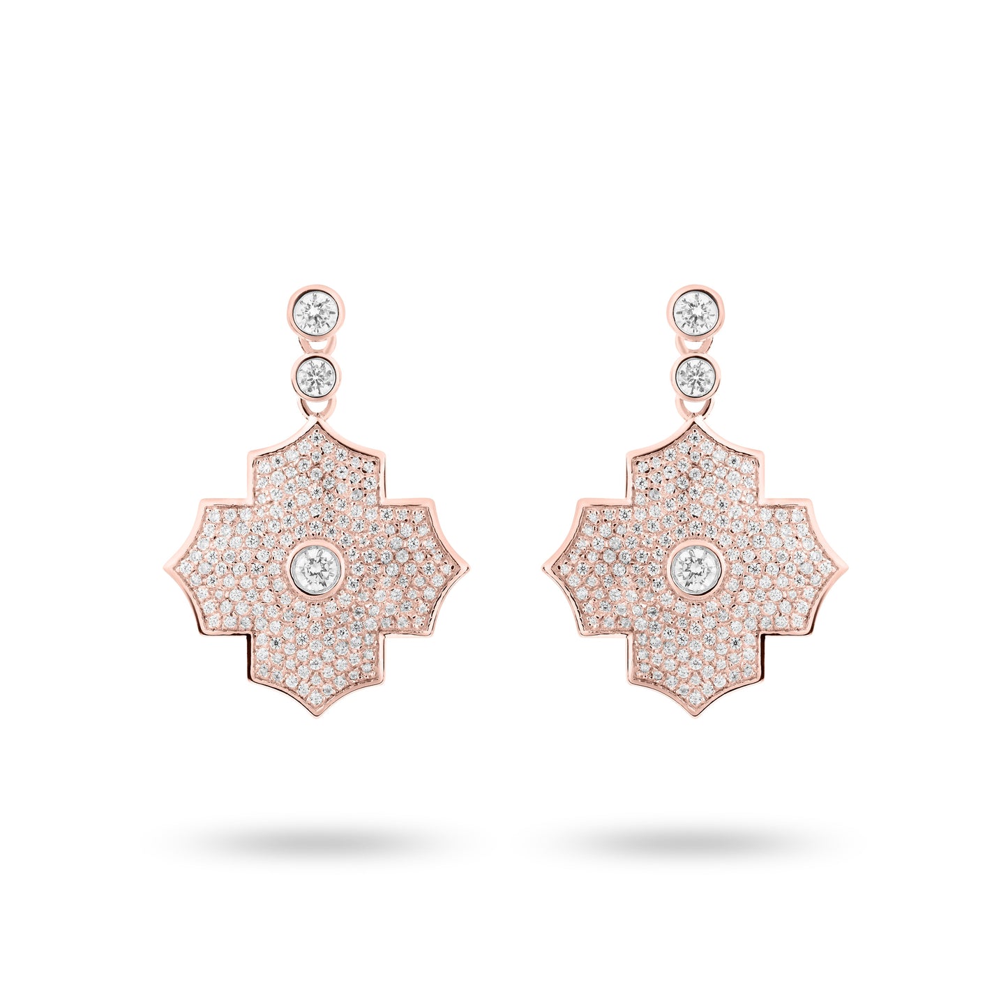 Regal Amulet- Rose Gold Pave Earrings - Ksenia Mirella Jewellery