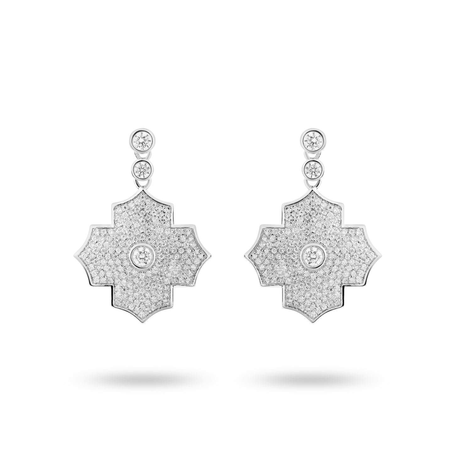 Regal Amulet-White Gold Pave Earrings - Ksenia Mirella Jewellery