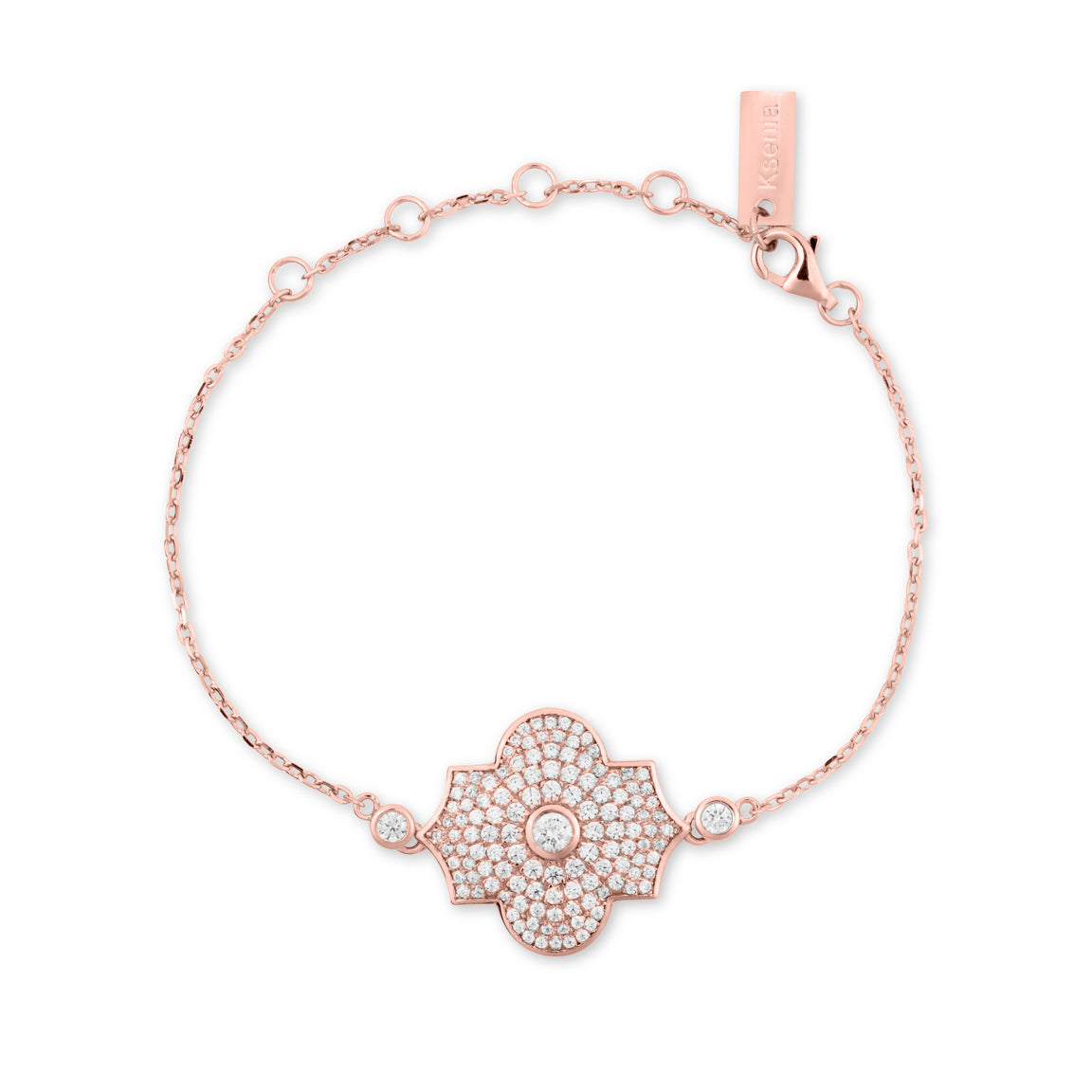 The Regal Diamond Pave Chain Bracelet | Rose Gold geometrical shape