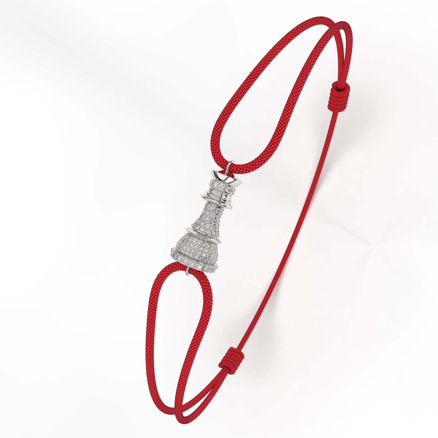 Queen Power Cord Armband | Weißgold Pavé Diamantarmband