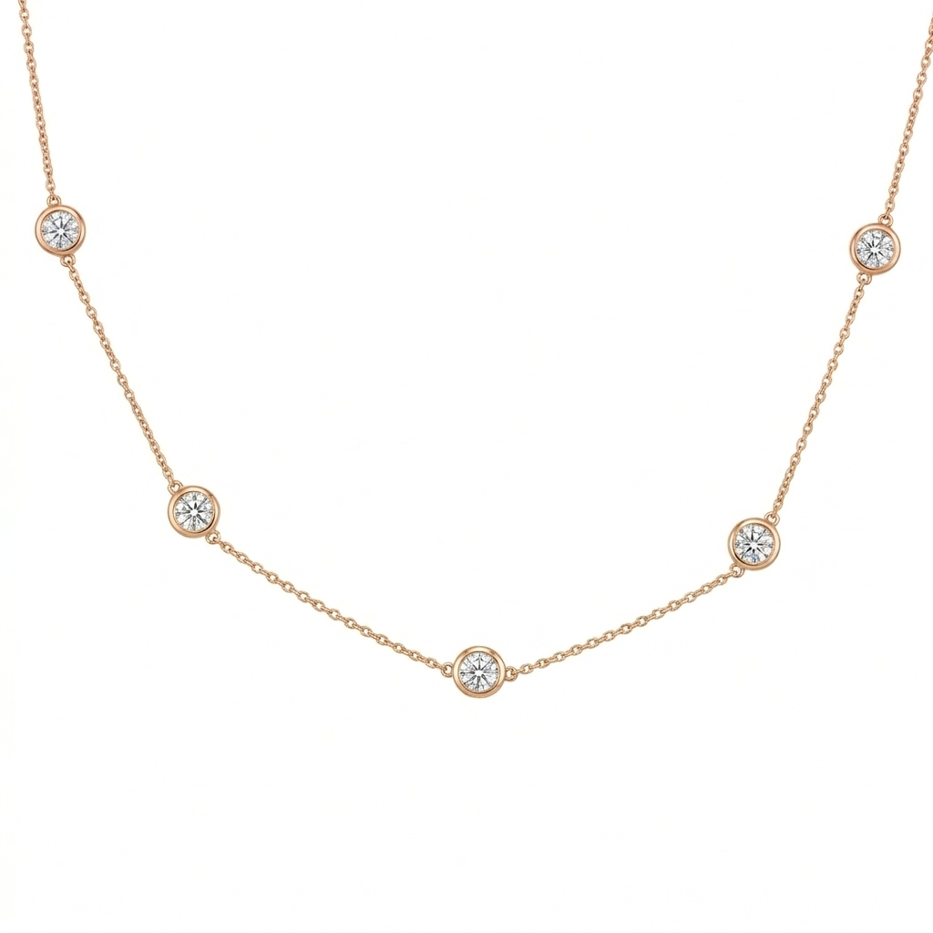 Five-Stone Solo Diamond Necklace | Yellow, White or Rose Gold