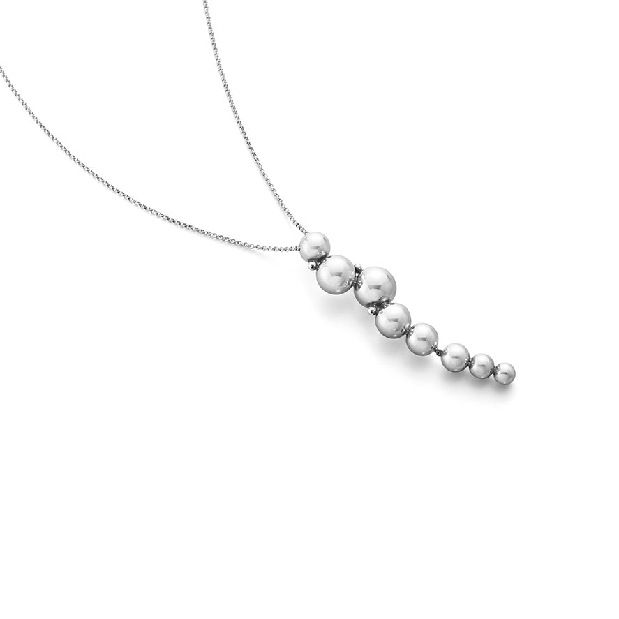 Georg Jensen Moonlit Grape Silver Long Drop Pendant Necklace