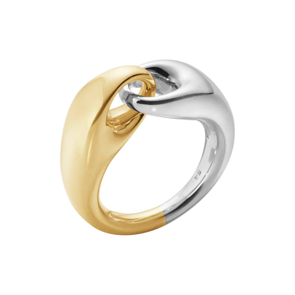 Georg Jensen Silver And Gold Large Link Reflect Ring