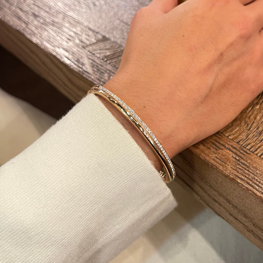 Prima - Rose Gold White Diamond Bangle - Ksenia Mirella Jewellery