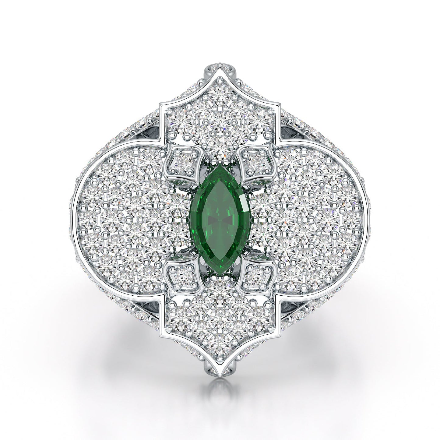 Regal-White Gold Emerald Ring - Ksenia Mirella Jewellery