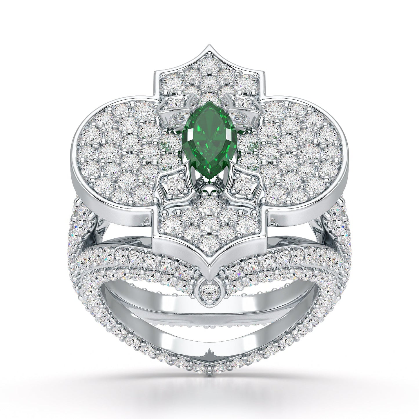 Regal-White Gold Emerald Ring - Ksenia Mirella Jewellery