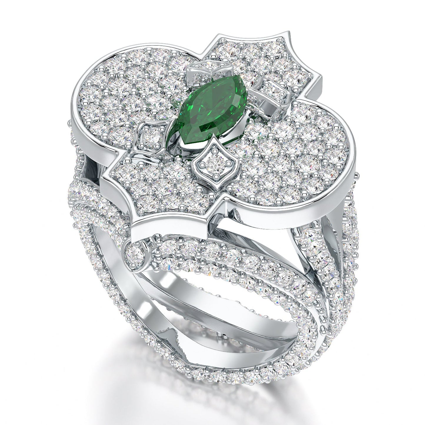 Regal-White Gold Emerald Ring - Ksenia Mirella Jewellery