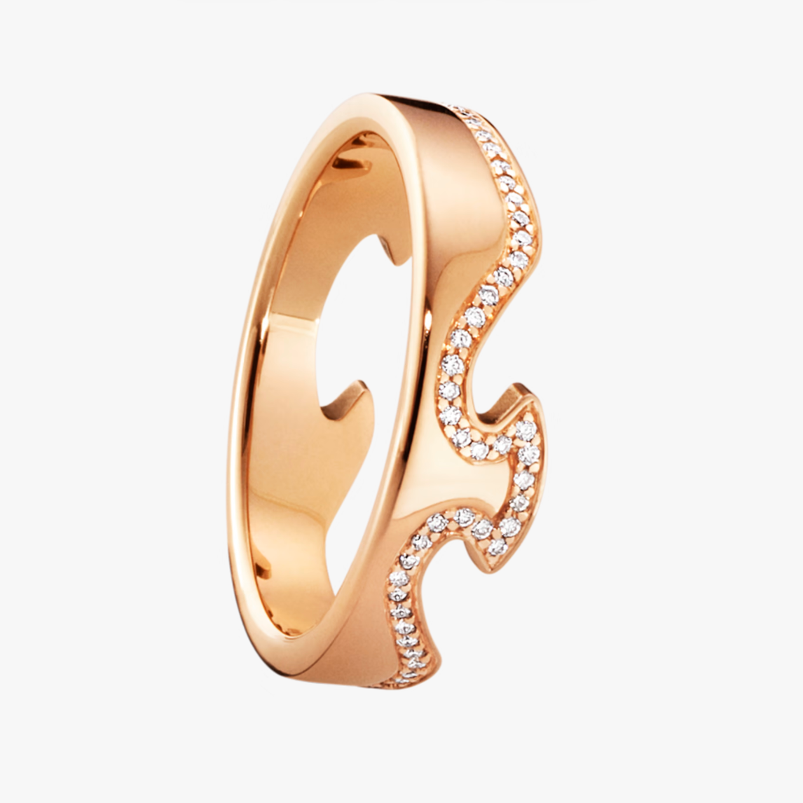 rose gold white diamond ring on a white background