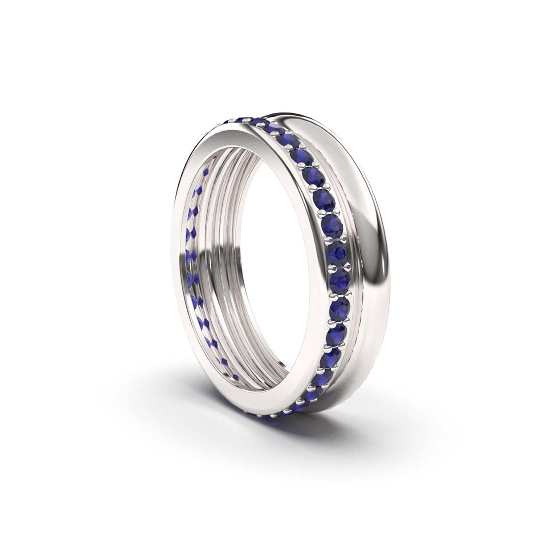 Prima - White Gold Blue Sapphire Ring - Ksenia Mirella Jewellery