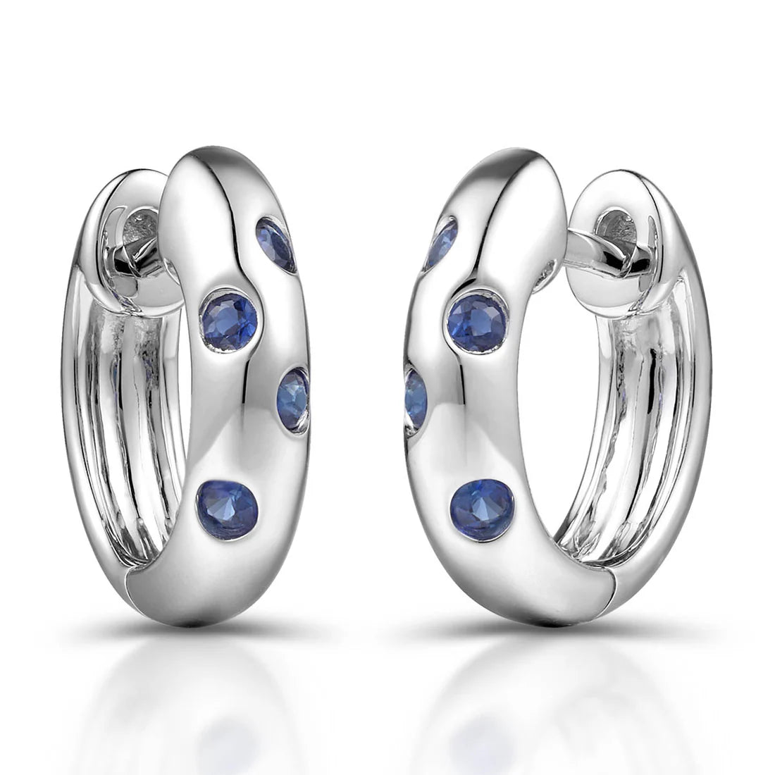 18ct Yellow or White Gold Sapphire Huggy Earrings