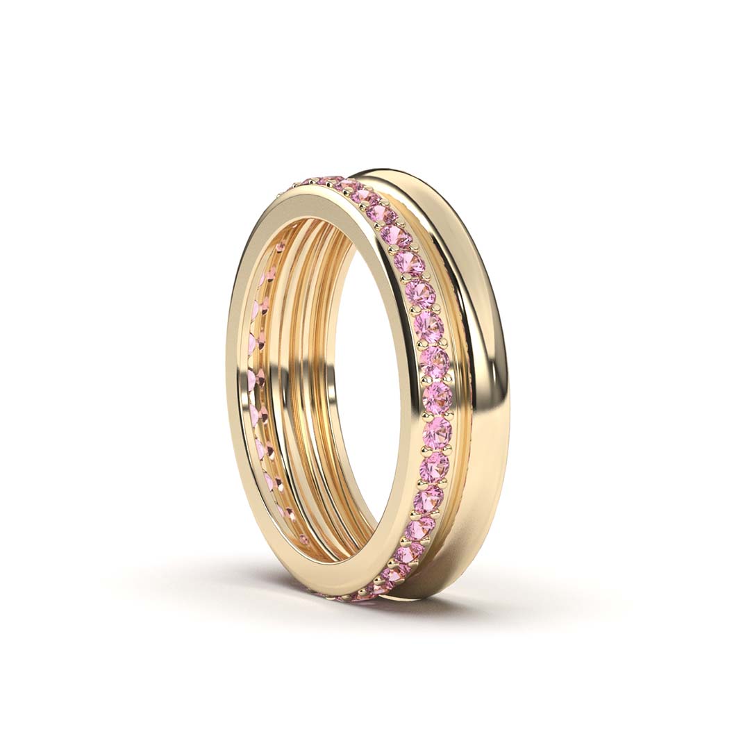 Prima - Yellow Gold Pink Sapphire Ring - Ksenia Mirella Jewellery