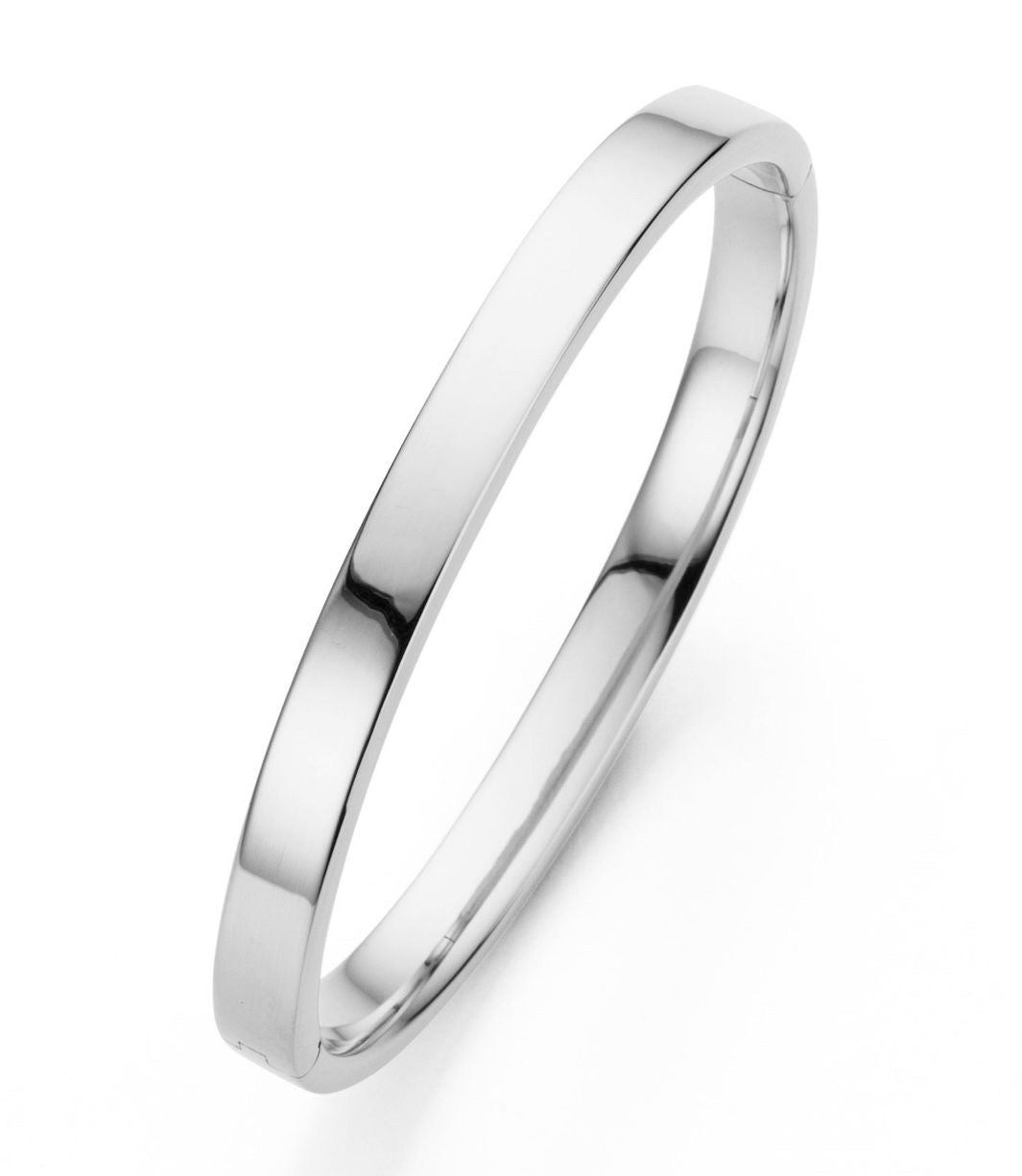 Silver bangle bracelet on a white background