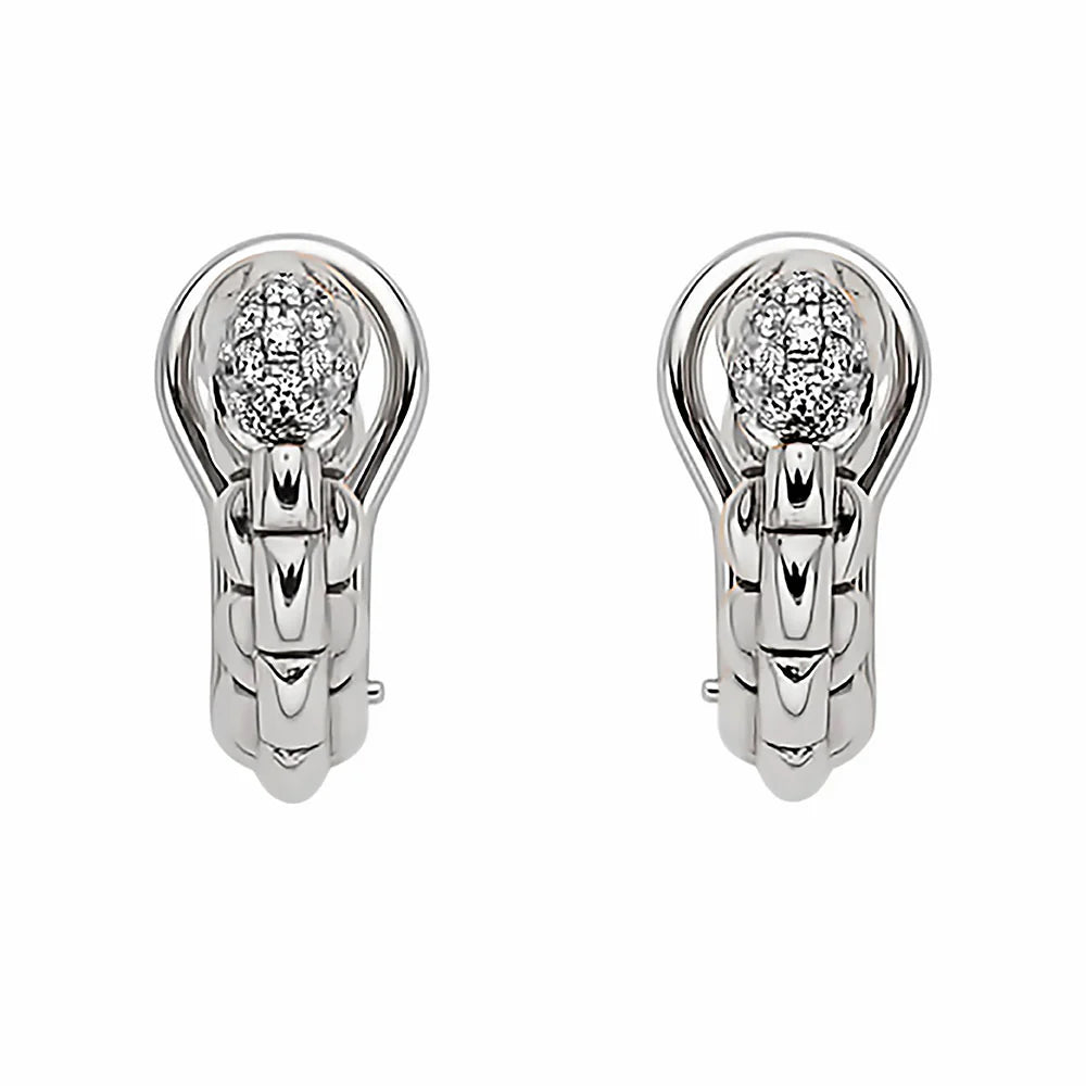Fope Eka Tiny Earrings with Diamond Pavé White Gold
