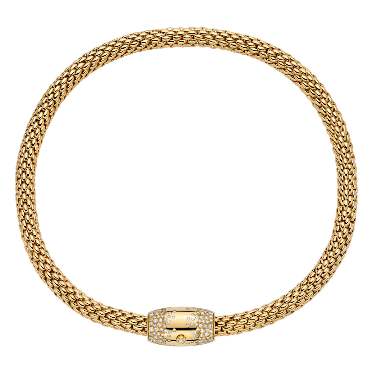 FOPE Love Nest Gold Flex'it Necklace with Pavé Diamond Rondel