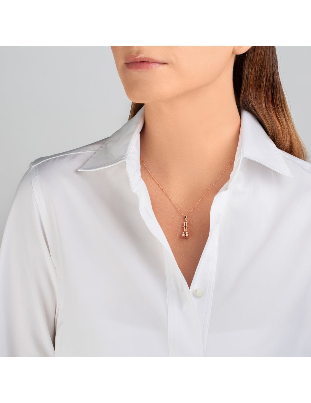 The Queen - White Gold Chess Necklace - Ksenia Mirella Jewellery