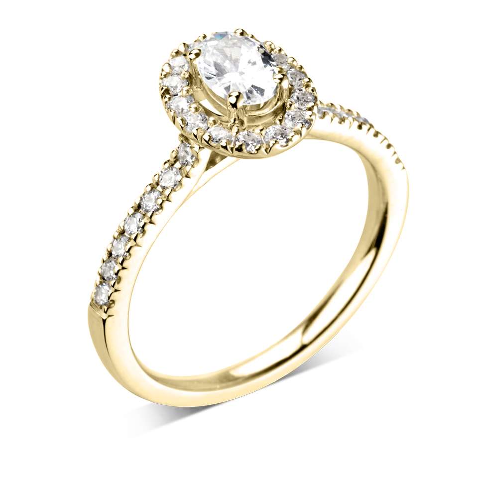 Lab-Grown Classic- Oval Cut Diamond Halo Ring - Ksenia Mirella Jewellery