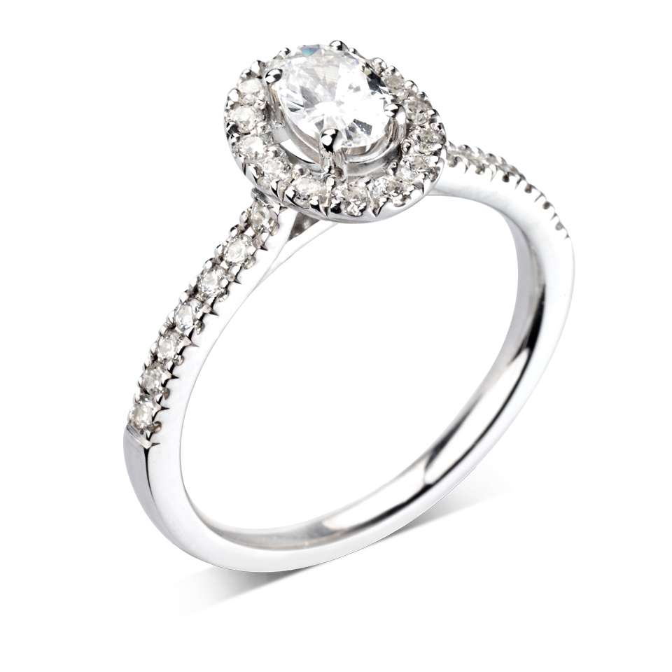 Lab-Grown Classic- Oval Cut Diamond Halo Ring - Ksenia Mirella Jewellery